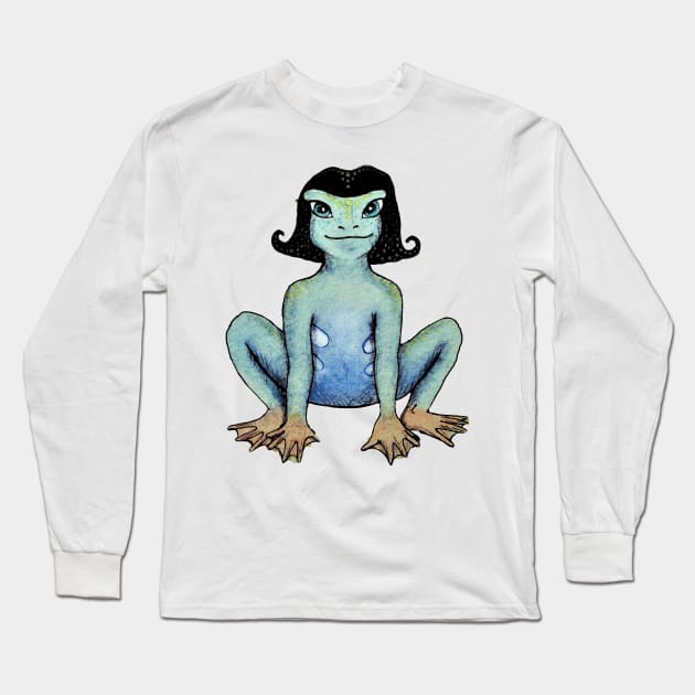 Yoga Card Frog Girl Long Sleeve T-Shirt by FrejaFly
